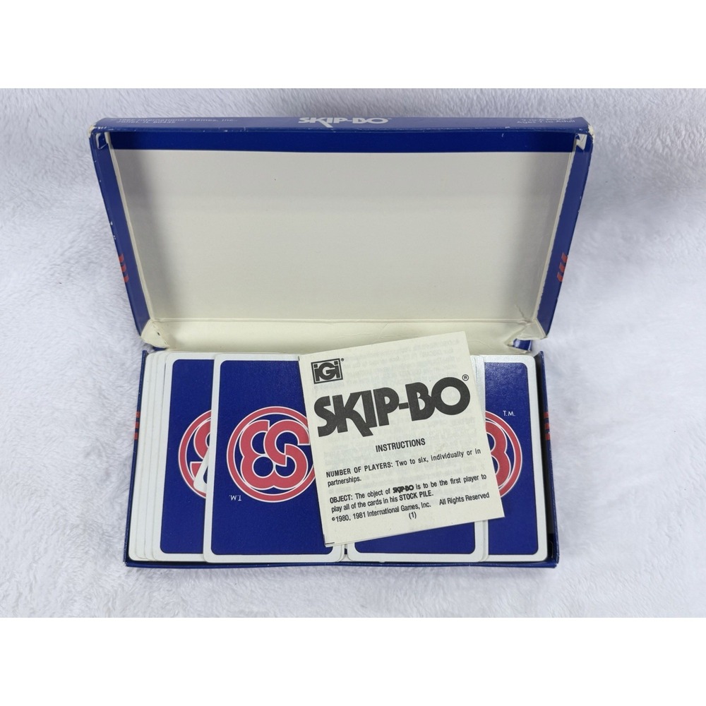 Vintage Skip Bo Card Game 1982 Retro Blue Box International Games  Manual UNO